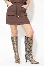 Chocolate Washed Linen Naples Skirt