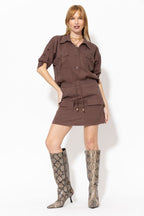 Chocolate Washed Linen Naples Shirt