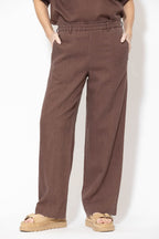 Chocolate Washed Linen Naples Pant