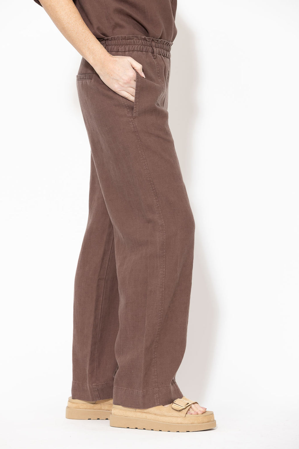 Chocolate Washed Linen Naples Pant