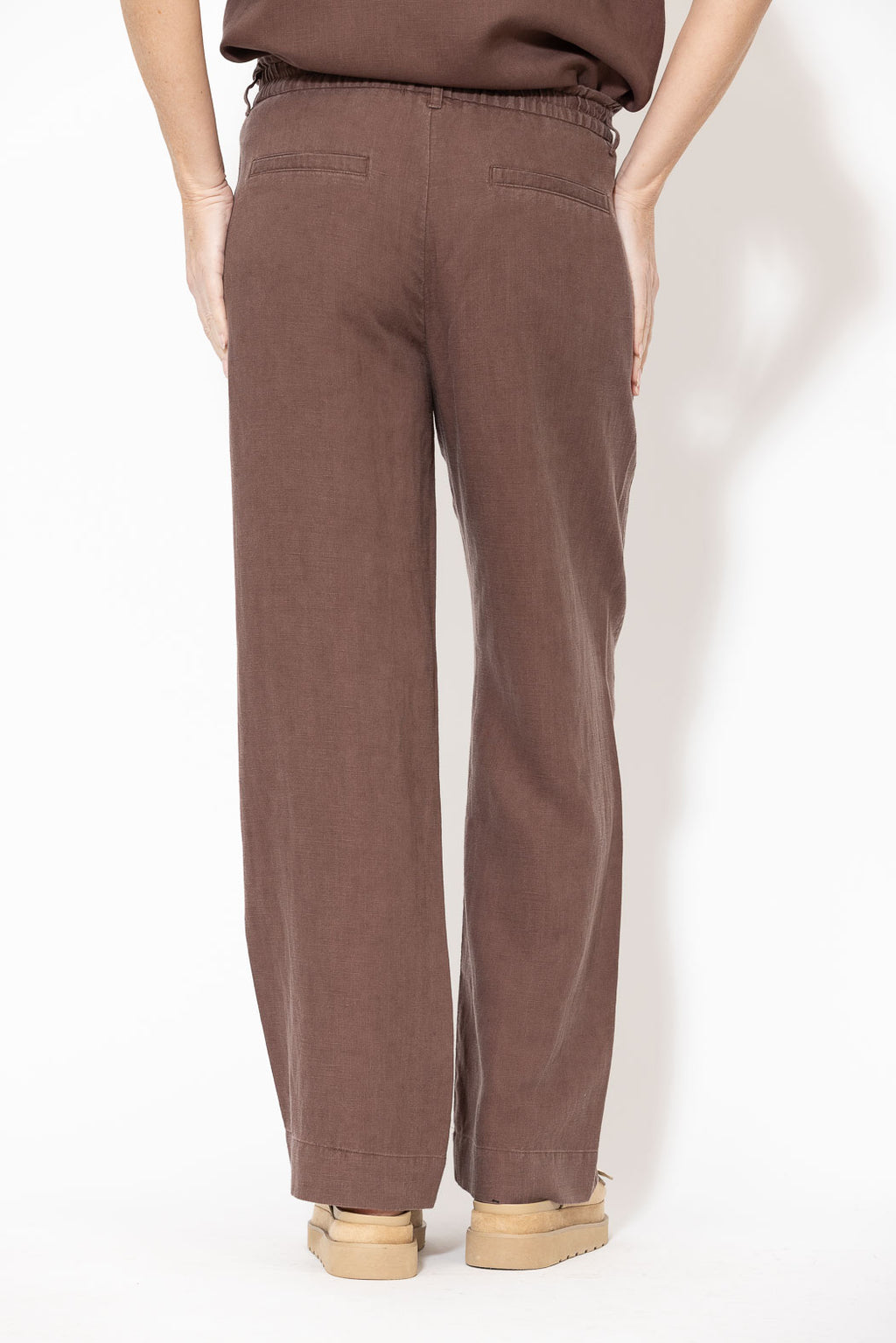 Chocolate Washed Linen Naples Pant