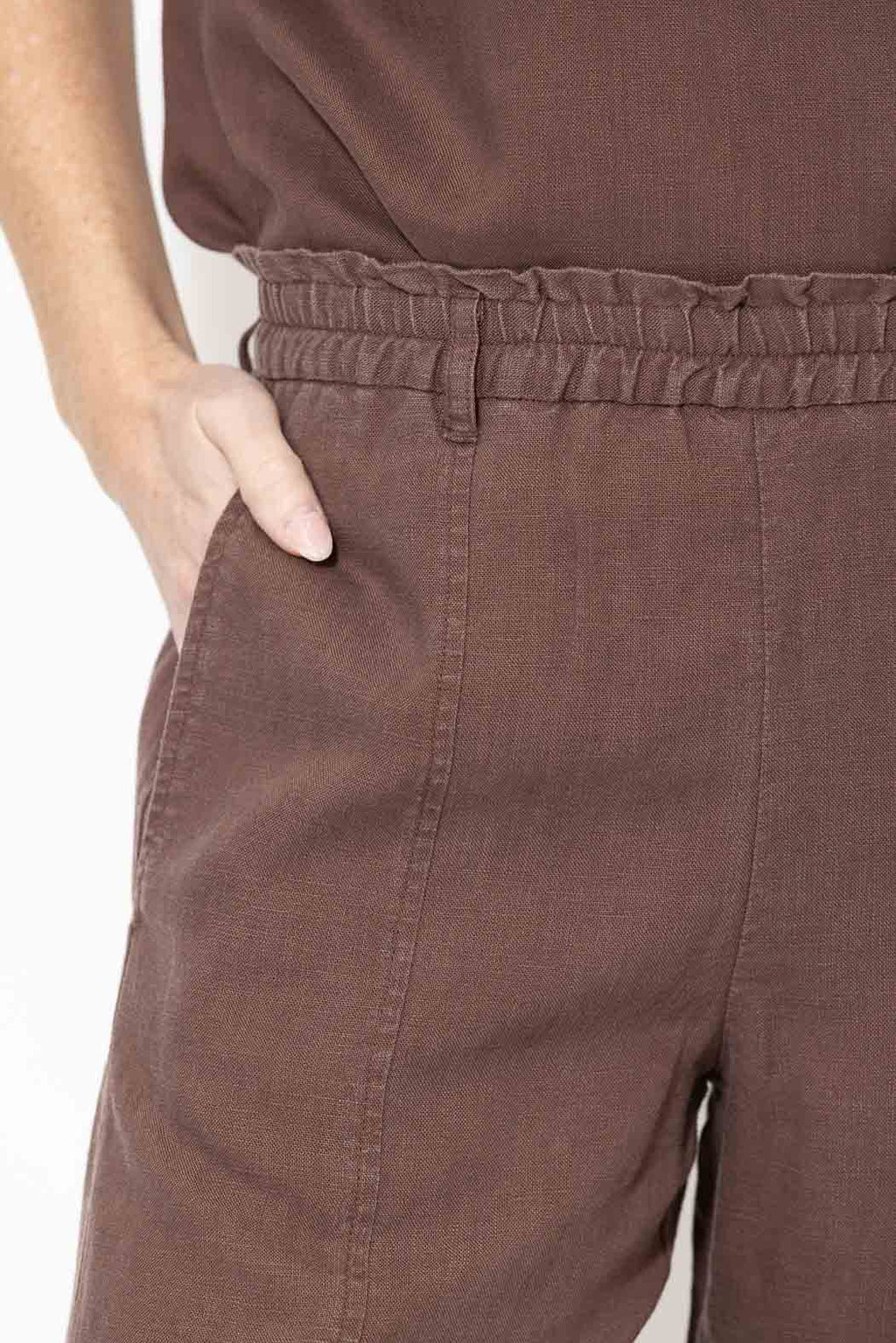 Chocolate Washed Linen Naples Pant