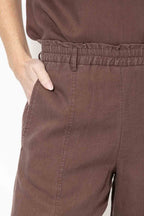 Chocolate Washed Linen Naples Pant