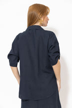 Navy Washed Linen Naples Shirt