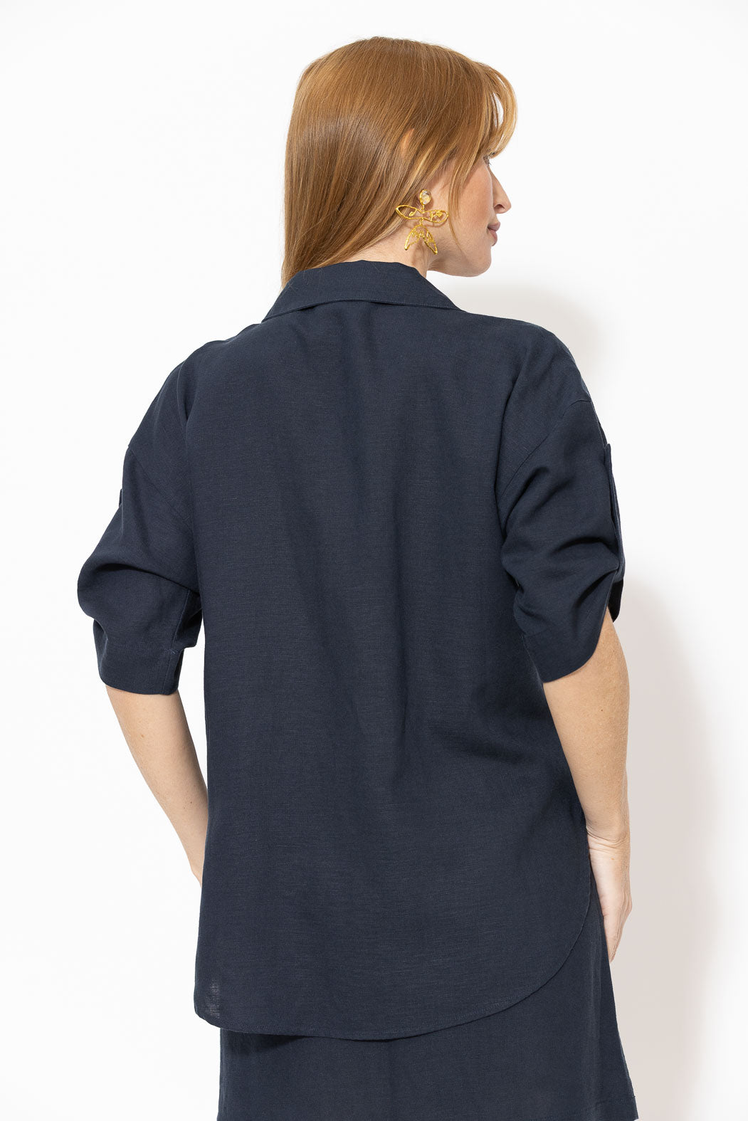 Navy Washed Linen Naples Shirt