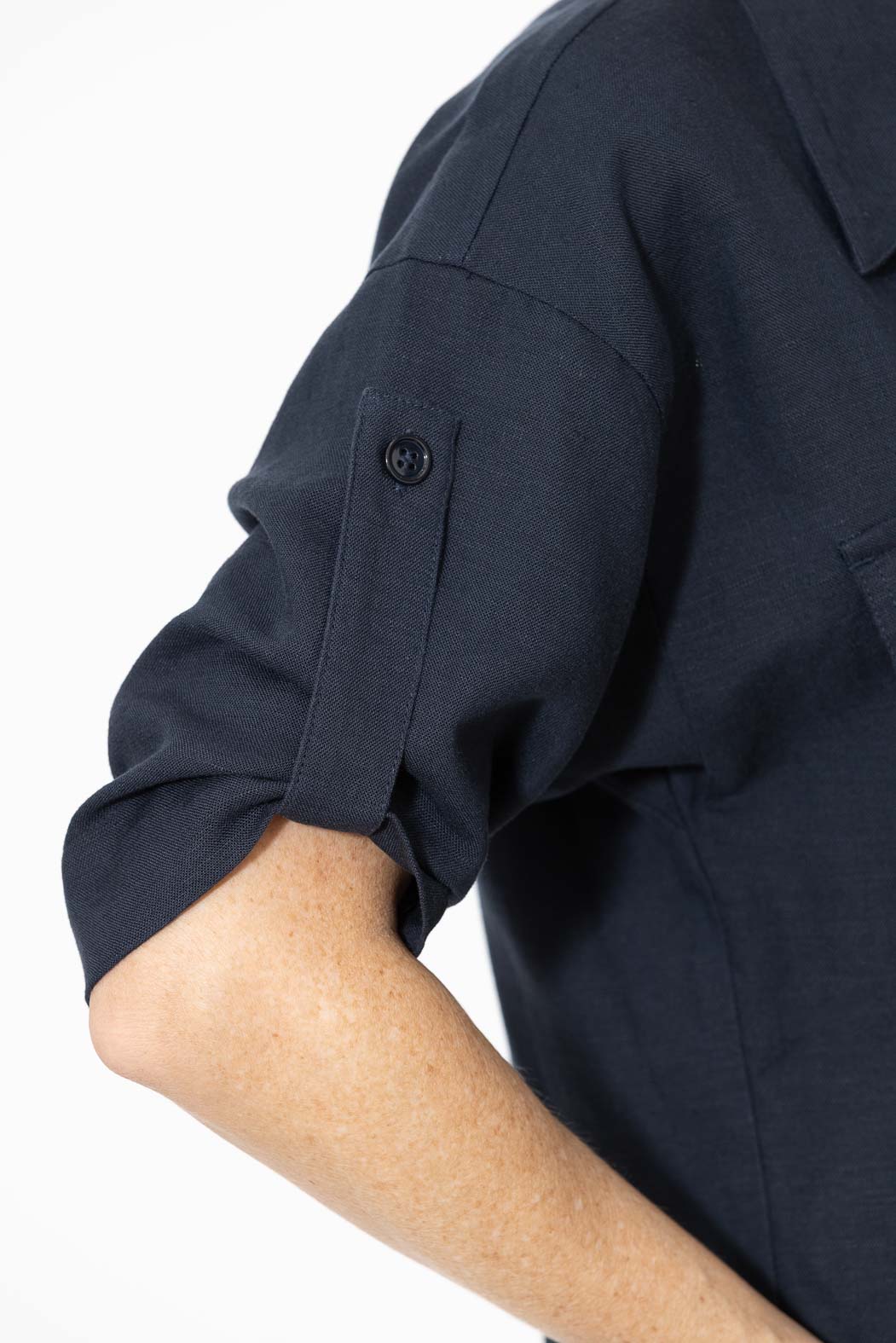 Navy Washed Linen Naples Shirt