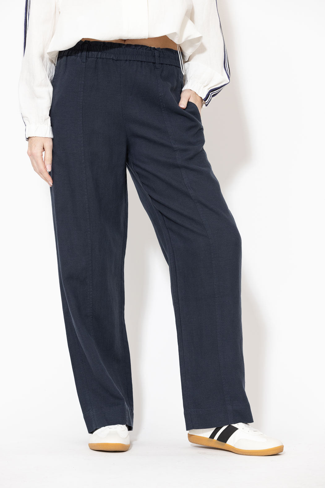 Navy Washed Linen Naples Pant