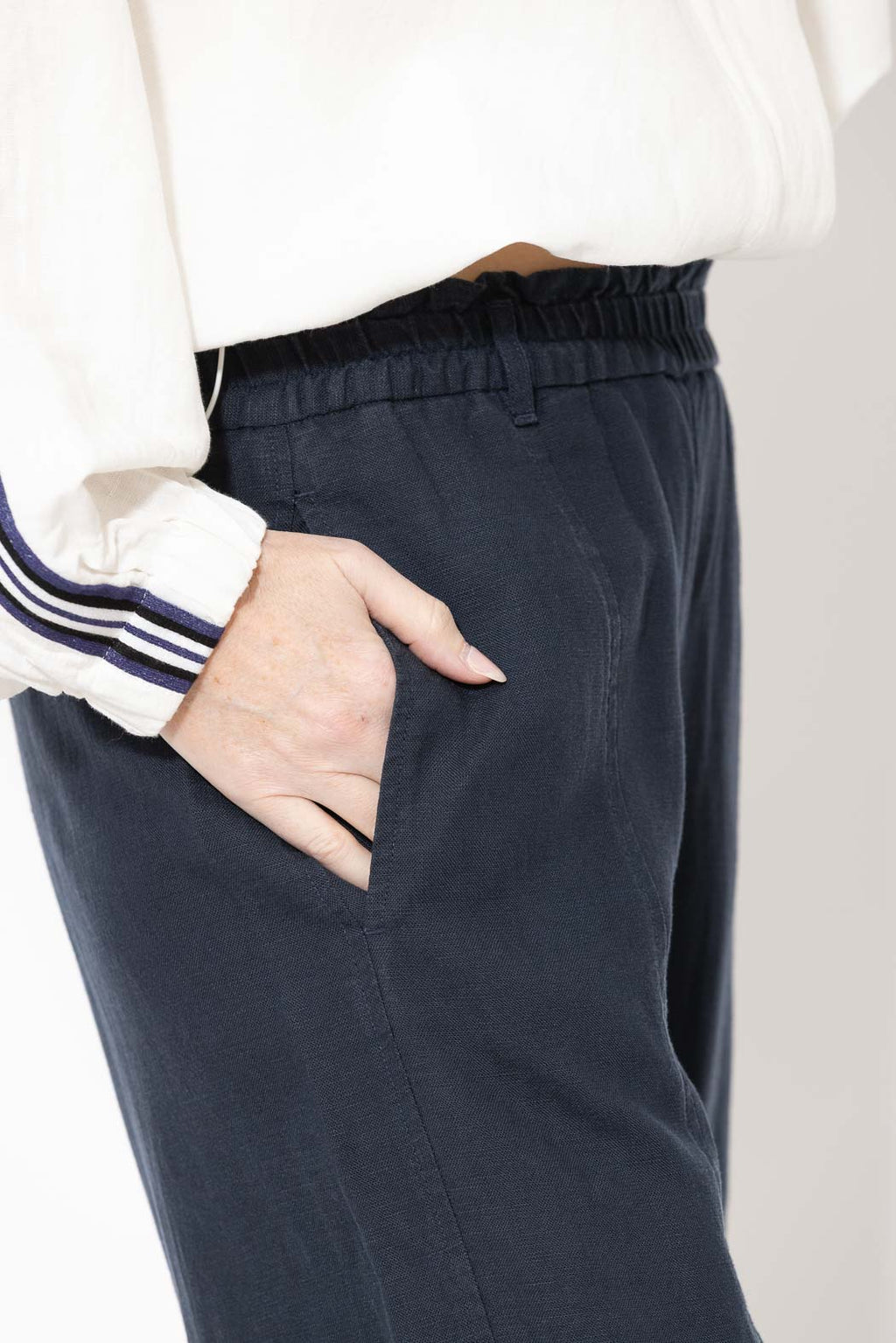 Navy Washed Linen Naples Pant