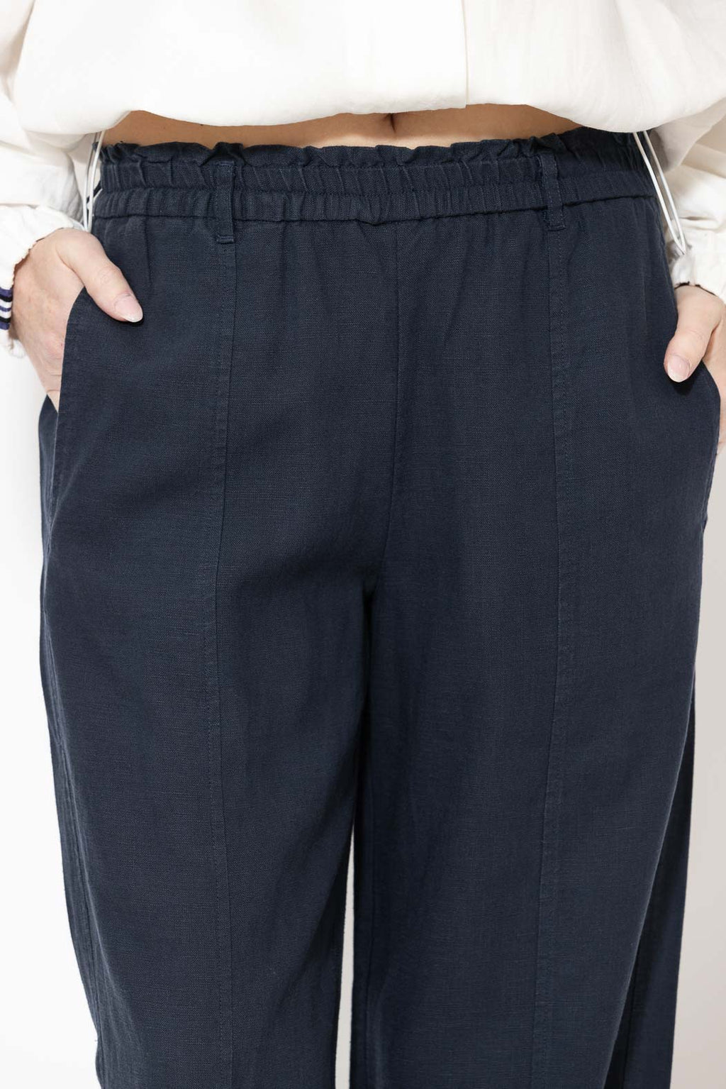 Navy Washed Linen Naples Pant