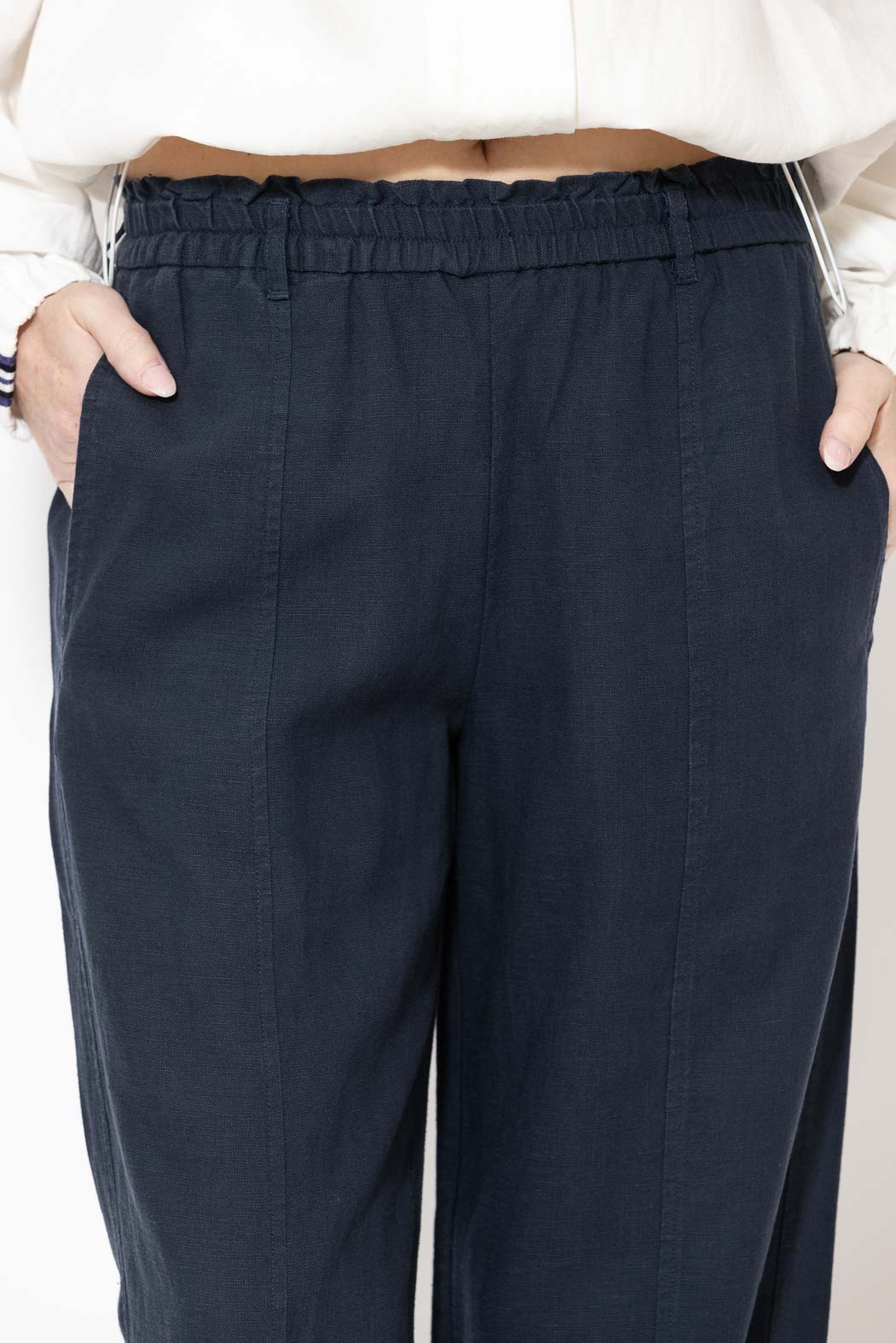 Navy Washed Linen Naples Pant