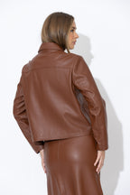 Tan Faux Leather Jacket