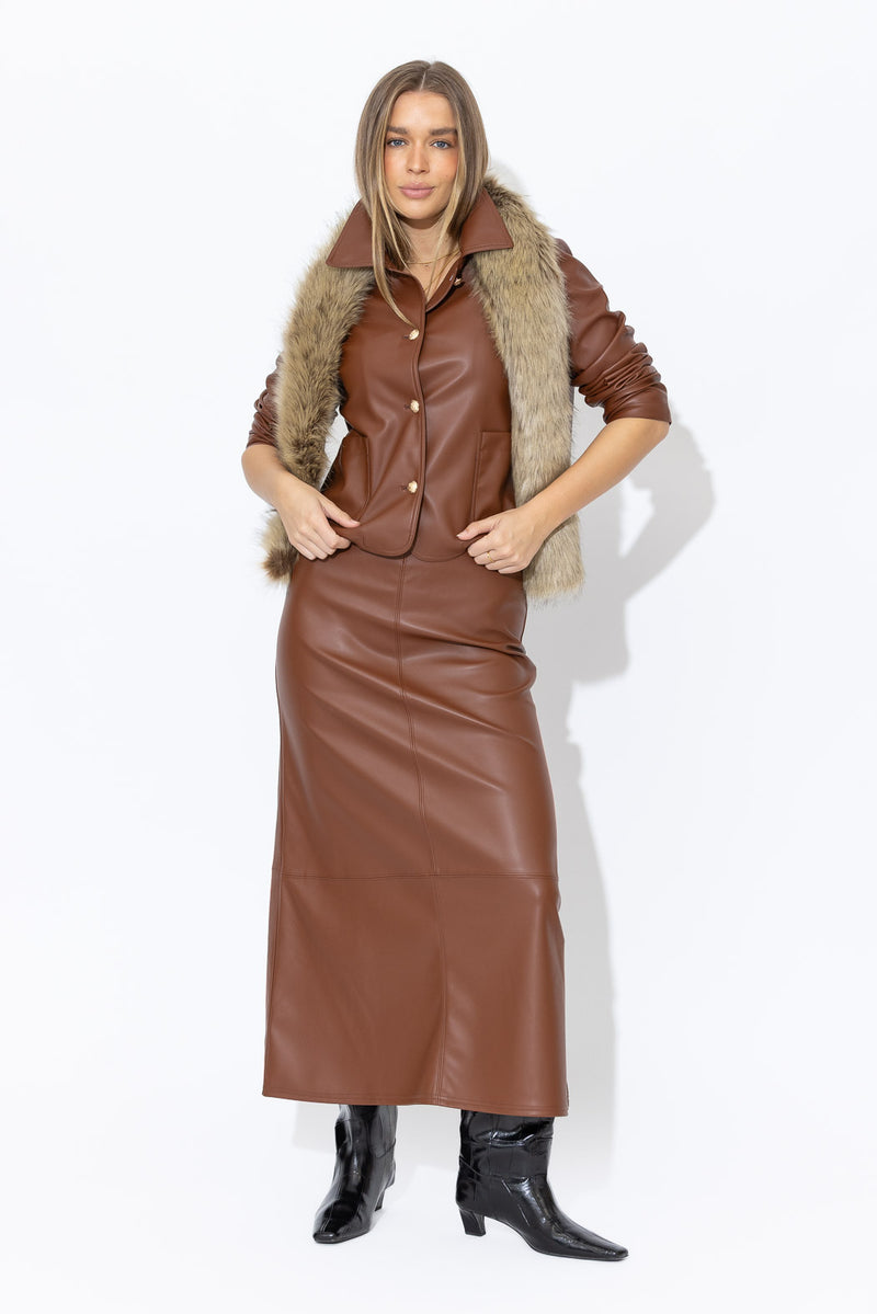 Tan Faux Leather Jacket