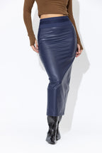Navy Faux Leather Waist Shaper Miracle Skirt