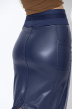 Navy Faux Leather Waist Shaper Miracle Skirt