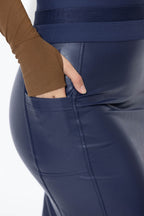 Navy Faux Leather Waist Shaper Miracle Skirt