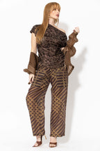 Chocolate Sequined Off Shoulder Top
