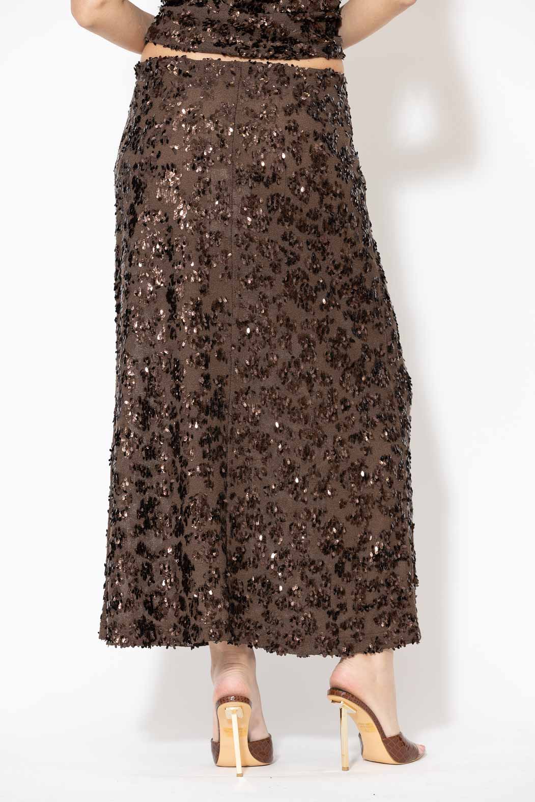 Chocolate Sequined Bias Skirt