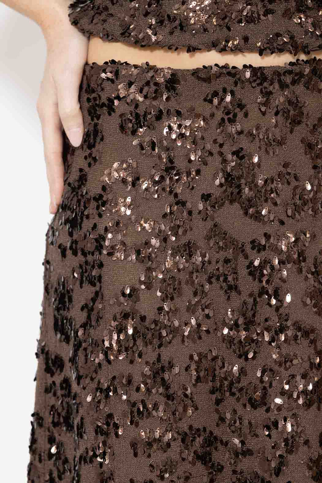Chocolate Sequined Bias Skirt