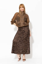 Chocolate Sequined Bias Skirt
