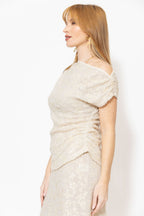 Ivory Sequined Off Shoulder Top