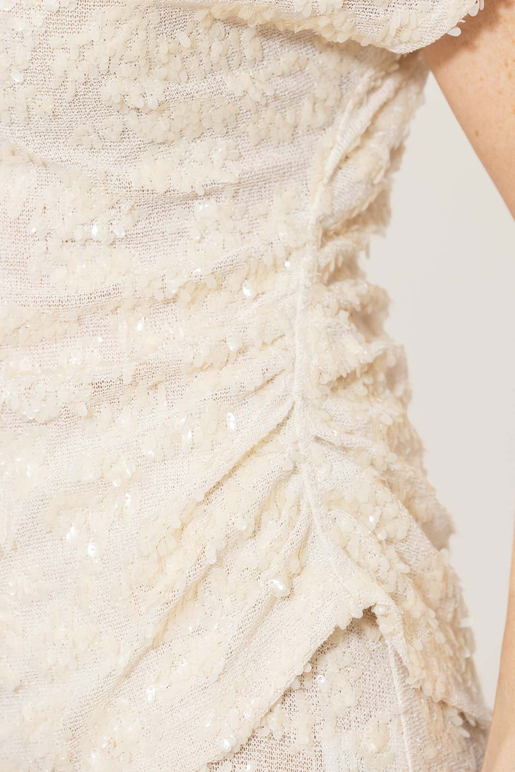Ivory Sequined Off Shoulder Top