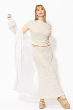 Ivory Sequined Bias Skirt