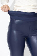Navy Faux Leather Waist Shaper Miracle Pant