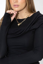 Black Tencel Shawl Top