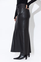 Black Faux Leather Fishtail Skirt