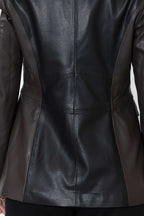 Black/Vanilla Faux Leather Mia Blazer