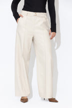 Vanilla Faux Leather Pintuck Pant