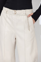 Vanilla Faux Leather Pintuck Pant
