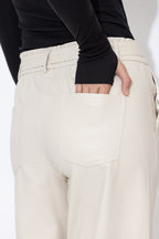 Vanilla Faux Leather Pintuck Pant