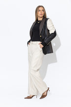 Vanilla Faux Leather Pintuck Pant