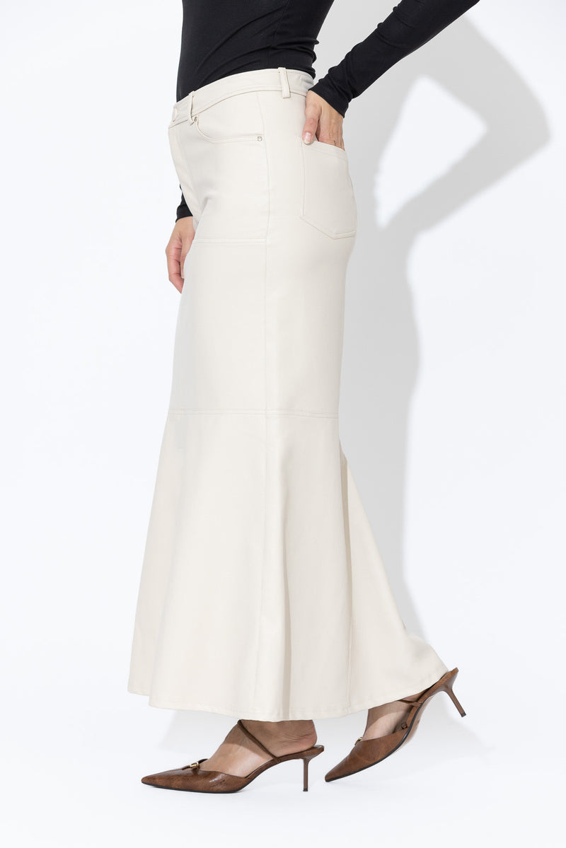 Vanilla Faux Leather Fishtail Skirt