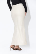 Vanilla Faux Leather Fishtail Skirt