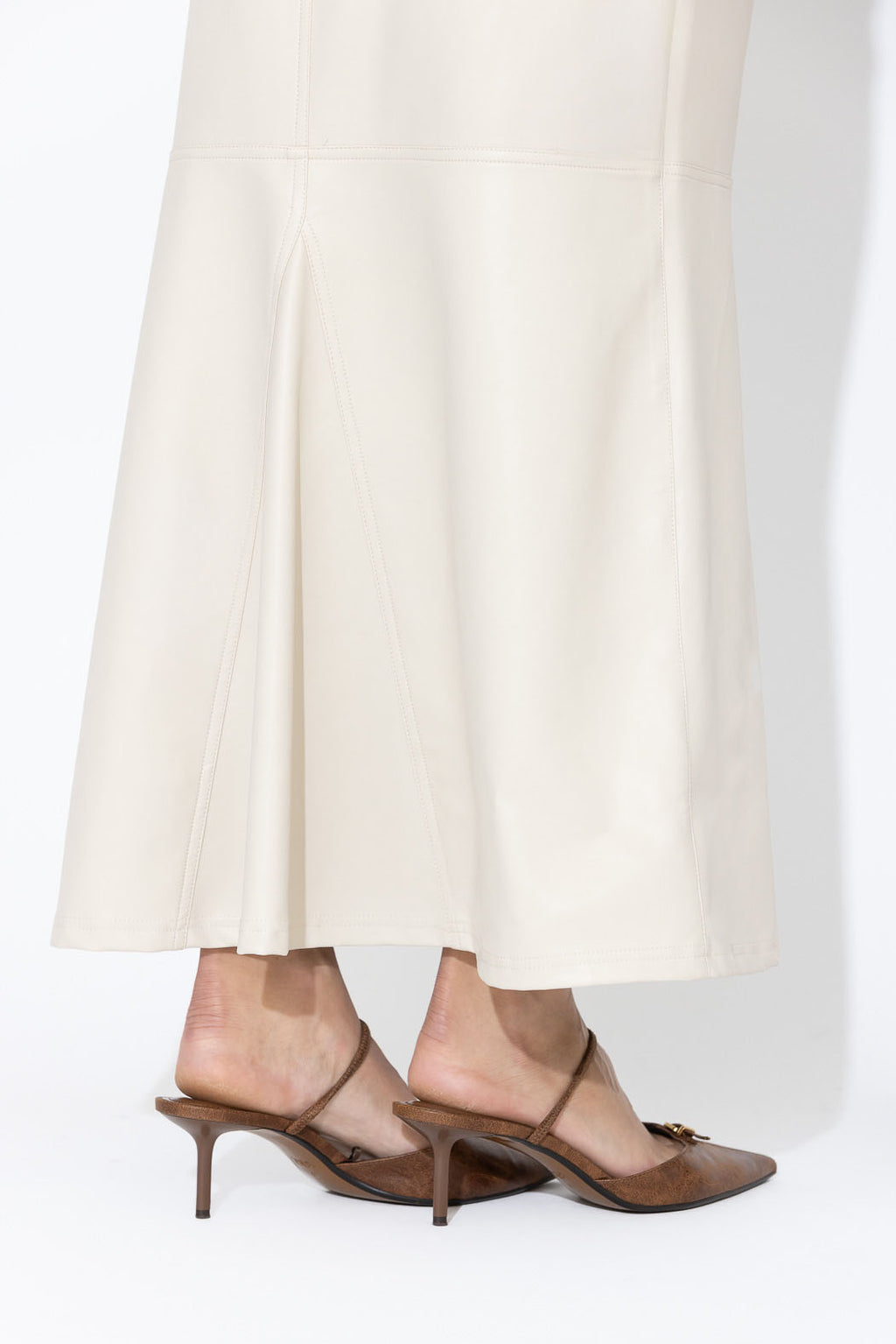 Vanilla Faux Leather Fishtail Skirt