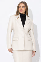 Vanilla Faux Leather Shaped Blazer