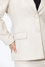 Vanilla Faux Leather Shaped Blazer