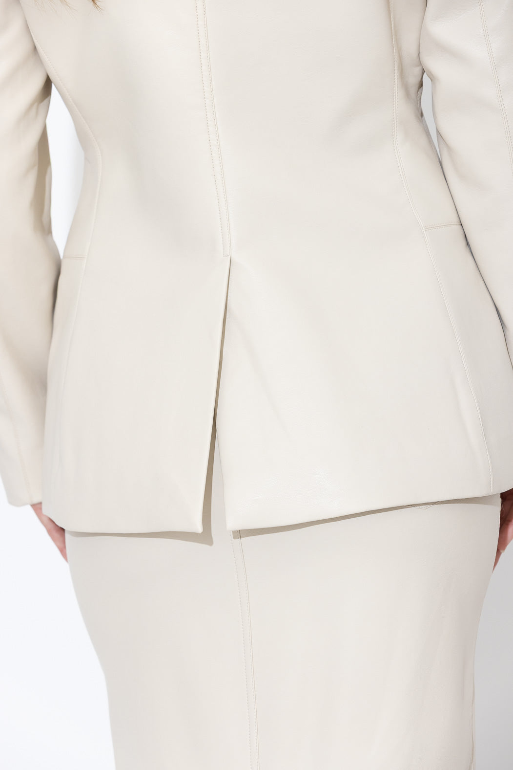 Vanilla Faux Leather Shaped Blazer