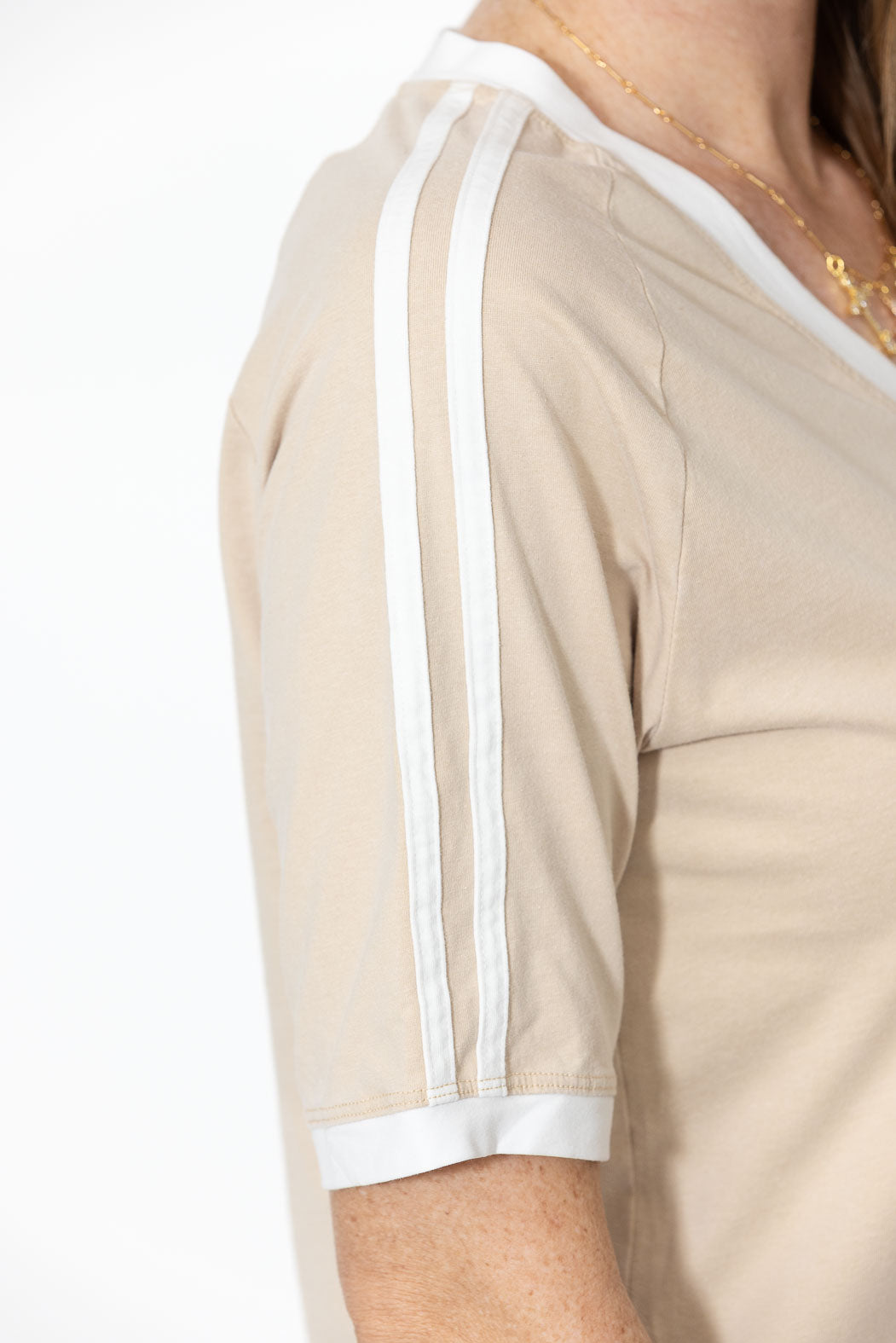 Beige Washed Cotton Rugby T-Shirt
