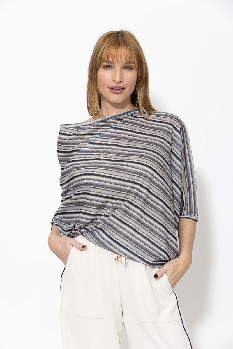 Grey Stripe Drape Top