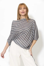 Grey Stripe Drape Top
