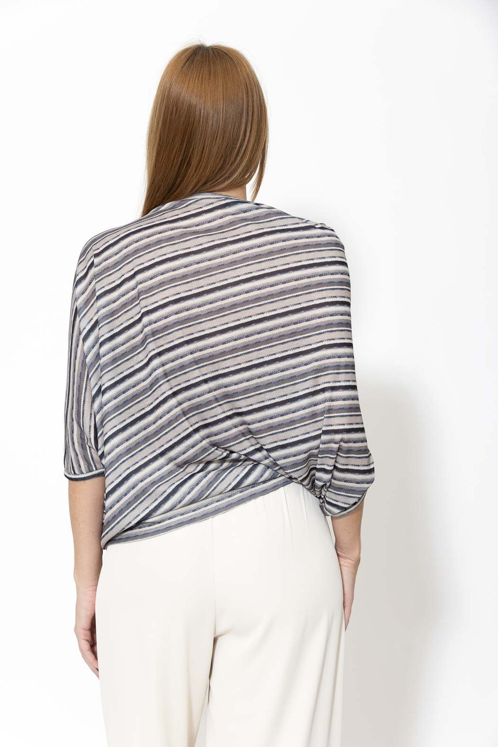 Grey Stripe Drape Top