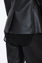 Black Faux Leather Shaped Blazer