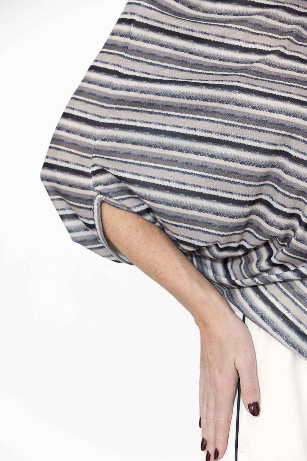 Grey Stripe Drape Top