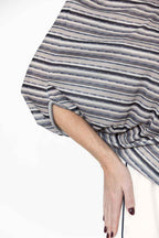 Grey Stripe Drape Top