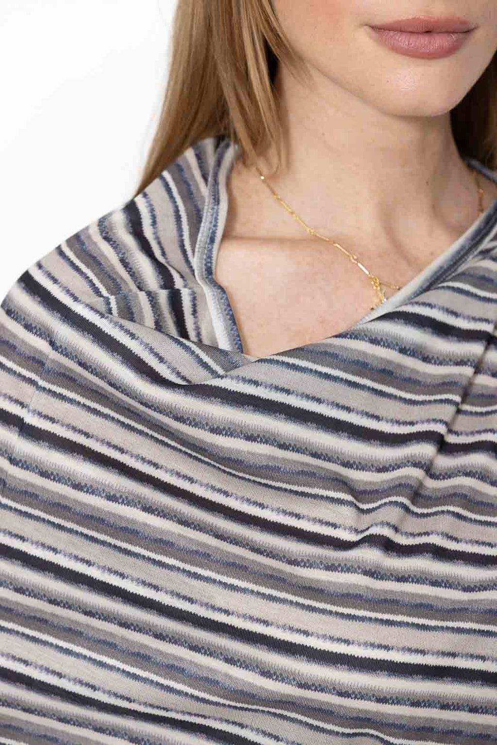 Grey Stripe Drape Top