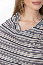 Grey Stripe Drape Top