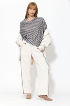 Grey Stripe Drape Top